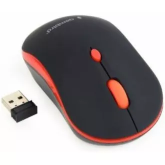 GEMBIRD egér MUSW-4B-03-R, fekete-piros, vezeték nélküli, USB nano vevő