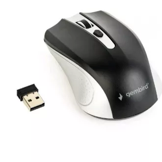 GEMBIRD egér MUSW-4B-04-GB, szürke-fekete, vezeték nélküli, USB nano vevő