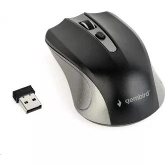 GEMBIRD egér MUSW-4B-04-GB, szürke-fekete, vezeték nélküli, USB nano vevő