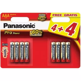 PANASONIC alkáli elemek - Pro Power AAA 4 4F 1, 5V csomag - 8db