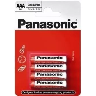 PANASONIC cink-szén akkumulátorok vörös cink R03RZ / 4BP EU AAA 1,5V (buborékfólia 4db)