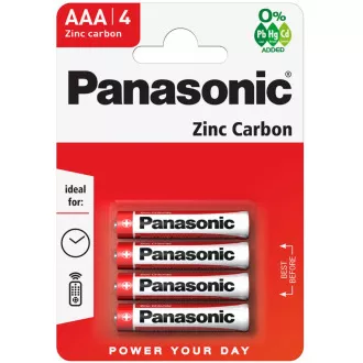 PANASONIC cink-szén akkumulátorok vörös cink R03RZ / 4BP EU AAA 1,5V (buborékfólia 4db)