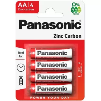 PANASONIC cink-szén akkumulátorok vörös cink R6RZ / 4BP EU AA 1,5V (buborékfólia 4db)