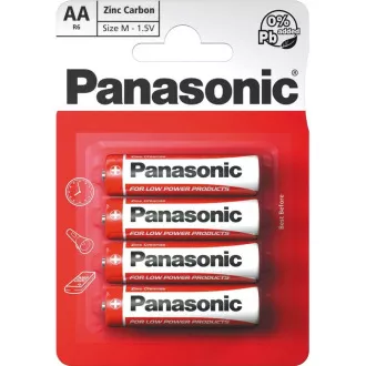 PANASONIC cink-szén akkumulátorok vörös cink R6RZ / 4BP EU AA 1,5V (buborékfólia 4db)