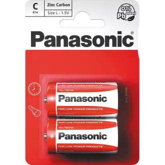 PANASONIC cink-szén akkumulátorok vörös cink R14RZ / 2BP EU C 1,5V (buborékfólia 2db)