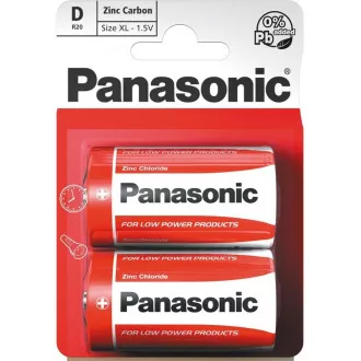 PANASONIC cink-szén akkumulátorok vörös cink R20RZ / 2BP EU D 1.5V (buborékfólia 2db)