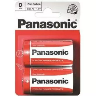 PANASONIC cink-szén akkumulátorok vörös cink R20RZ / 2BP EU D 1.5V (buborékfólia 2db)