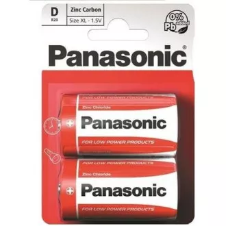 PANASONIC cink-szén akkumulátorok vörös cink R20RZ / 2BP EU D 1.5V (buborékfólia 2db)