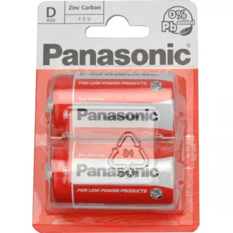 PANASONIC cink-szén akkumulátorok vörös cink R20RZ / 2BP EU D 1.5V (buborékfólia 2db)