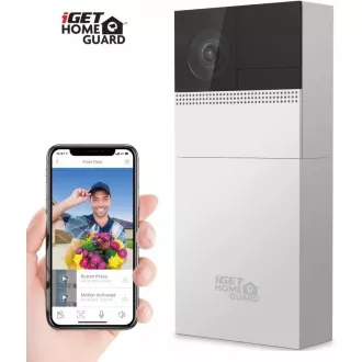 iGET HOMEGUARD HGBVD853 - Wi-Fi akkumulátoros ajtócsengő FullHD kamerával és kétirányú hanggal, tápellátással és vezetékes kapcsolattal.