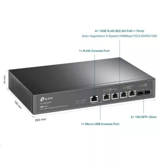 TP-Link OMADA JetStream kapcsoló TL-SX3206HPP (4x10GbE, 2xSFP , 4xPoE  , 200W, 2xkonzol)