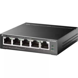 TP-Link Easy Smart switch TL-SG105MPE (5xGbE, 4xPoE , 120W, ventilátor nélküli)