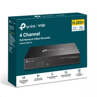 TP-Link VIGI NVR1004H-4P, videorögzítő, 4 csatorna, 4xPoE, 1xSATA, 1x100Mb/s LAN, 2xUSB2.0, 1xHDMI, 1xVGA, 1xVGA
