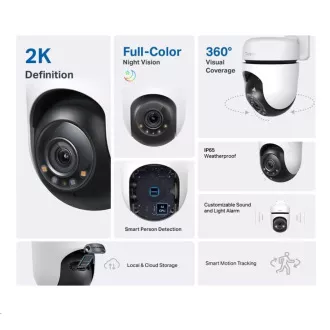 TP-Link Tapo C510W kültéri-kültéri kamera, (3MP, PTZ, 2K 1296p, WiFi, IR 30m, micro SD kártya)