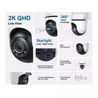 TP-Link Tapo C520WS kültéri-kültéri kamera, (4MP, 2K QHD 1440p, WiFi, IR 30m, microSD kártya)