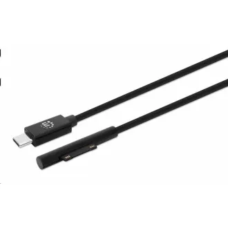Manhattan töltőkábel, Surface Connect és USB-C töltőkábel (M/M), 15 V / 3 A, 1,8 m, fekete, 1,8 m, fekete