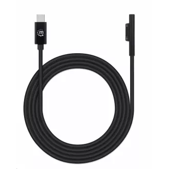 Manhattan töltőkábel, Surface Connect és USB-C töltőkábel (M/M), 15 V / 3 A, 1,8 m, fekete, 1,8 m, fekete