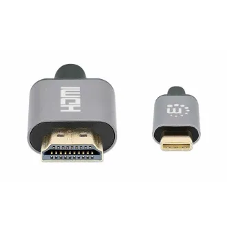 Manhattan USB-C HDMI kábel, USB-C csatlakozó HDMI csatlakozóra, 1m, fekete