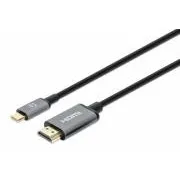 Manhattan USB-C HDMI kábel, USB-C csatlakozó HDMI csatlakozóra, 2m, fekete