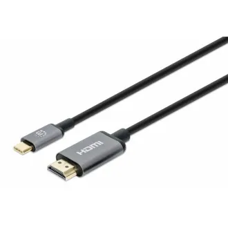 Manhattan USB-C HDMI kábel, USB-C csatlakozó HDMI csatlakozóra, 2m, fekete