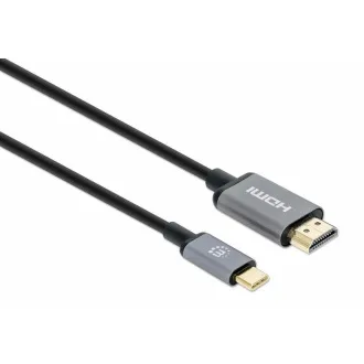Manhattan USB-C HDMI kábel, USB-C csatlakozó HDMI csatlakozóra, 2m, fekete