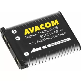 AVACOM Olympus Li-40B, Li-42B, Fujifilm NP-45, Nikon EN-EL10 Li-Ion 3.7V 740mAh 2.7Wh Li-Ion 3.7V 740mAh 2.7Wh