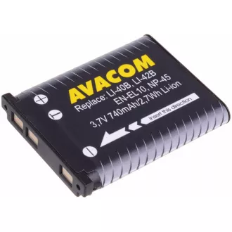 AVACOM Olympus Li-40B, Li-42B, Fujifilm NP-45, Nikon EN-EL10 Li-Ion 3.7V 740mAh 2.7Wh Li-Ion 3.7V 740mAh 2.7Wh