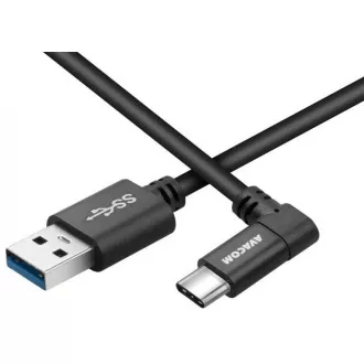 USB adat- és töltőkábel - USB Type-C, 100cm, 90°-os csatlakozó, fekete USB adat- és töltőkábel - USB Type-C, 100cm, 90°-os csatlakozó, fekete