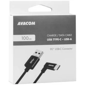 USB adat- és töltőkábel - USB Type-C, 100cm, 90°-os csatlakozó, fekete USB adat- és töltőkábel - USB Type-C, 100cm, 90°-os csatlakozó, fekete