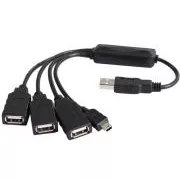 PremiumCord USB2.0 HUB 4 portos fekete kábel