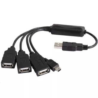 PremiumCord USB2.0 HUB 4 portos fekete kábel
