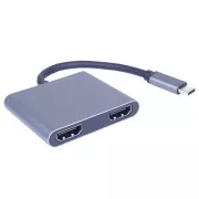 PremiumCord MST adapter USB-C 2x HDMI-re, USB3.0, PD, 4K és FULL HD 1080p felbontásra