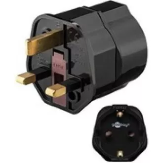 Goobay utazási adapter az Egyesült Királyság konnektorához és készülékekhez cseh csatlakozóval és földelő érintkezővel