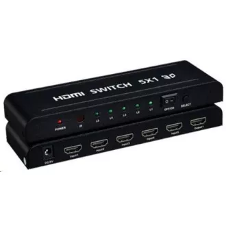 PREMIUMCORD HDMI kapcsoló 5:1 fém, távirányítóval és hálózati adapterrel