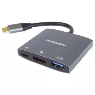 PremiumCord USB-C HDMI adapter HDMI-re, USB3.0, PD, 4K és FULL HD 1080p felbontás