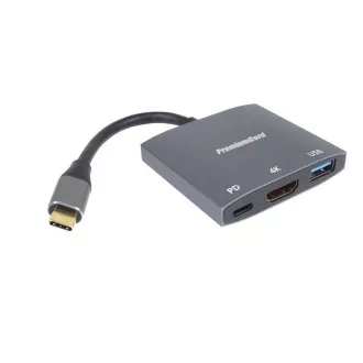 PremiumCord USB-C HDMI adapter HDMI-re, USB3.0, PD, 4K és FULL HD 1080p felbontás