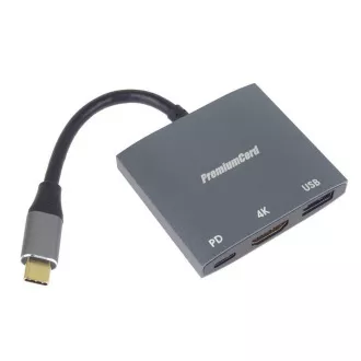 PremiumCord USB-C HDMI adapter HDMI-re, USB3.0, PD, 4K és FULL HD 1080p felbontás
