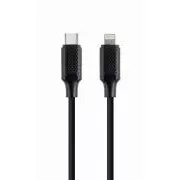 GEMBIRD USB 2.0 Type-C és Ligtning (CM/8pinM) kábel, 1, 5m, adat, fekete