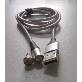 PremiumCord mágneses micro USB és USB-C töltő- és adatkábel, 1m, ezüst