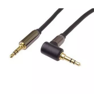 PremiumCord HQ árnyékolt kábel sztereó jack 3,5 mm - jack 3,5 mm 90°-ban hajlított, 3m