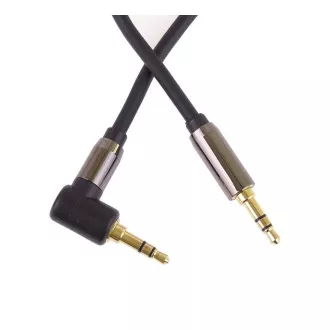 PremiumCord HQ árnyékolt kábel sztereó jack 3,5 mm - jack 3,5 mm 90°-ban hajlított, 3m