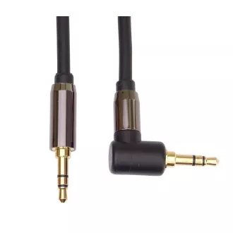 PremiumCord HQ árnyékolt kábel sztereó jack 3,5 mm - jack 3,5 mm 90°-ban hajlított, 3m