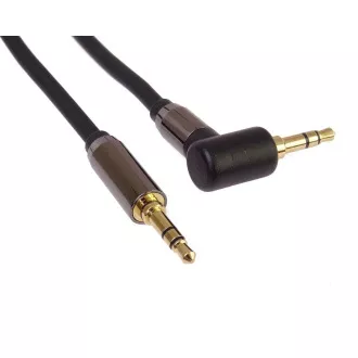 PremiumCord HQ árnyékolt kábel sztereó jack 3,5 mm - jack 3,5 mm 90°-ban hajlított, 3m