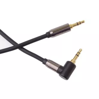 PremiumCord HQ árnyékolt kábel sztereó jack 3,5 mm - jack 3,5 mm 90°-ban hajlított, 3m