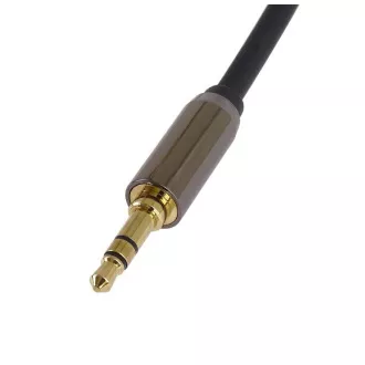 PremiumCord HQ árnyékolt kábel sztereó jack 3,5 mm - jack 3,5 mm 90°-ban hajlított, 3m