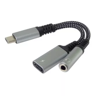 PremiumCord Reducer USB-C /3, 5mm jack DAC chippel   USB-C töltéshez 13cm