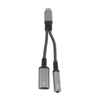 PremiumCord Reducer USB-C /3, 5mm jack DAC chippel   USB-C töltéshez 13cm