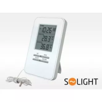 Solight hőmérő, hőmérséklet, nagyméretű kijelző, dátum, idő, fehér színű Solight hőmérő, hőmérséklet, nagyméretű kijelző, dátum, idő, fehér színű