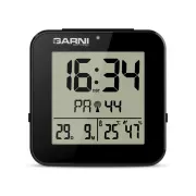 GARNI 138B - digitális ébresztőóra hőmérővel és higrométerrel, fekete színben