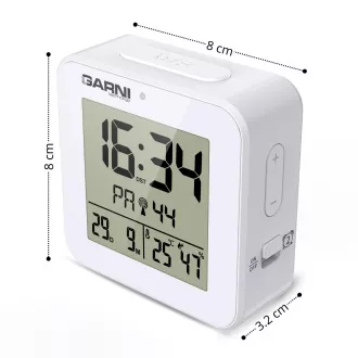 GARNI 138W - digitális ébresztőóra hőmérővel és higrométerrel, fehér színben GARNI 138W - digitális ébresztőóra hőmérővel és higrométerrel, fehér színben